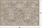 Moss Green Washable 2x3 Entry Rug - Front Door Rugs Indoor, Vintage Floral Style Small Rug for Kitchen, Bathroom, Non-Slip Boho Vintage Dark Taupe Entryway Décor