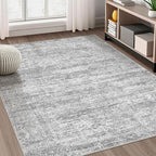 Area Rug Living Room Rugs - 5x7 Abstract Large Soft Indoor Washable Rug Neutral Modern Low Pile Carpet for Bedroom Dining Room Farmhouse Home Office - Vintage Grey