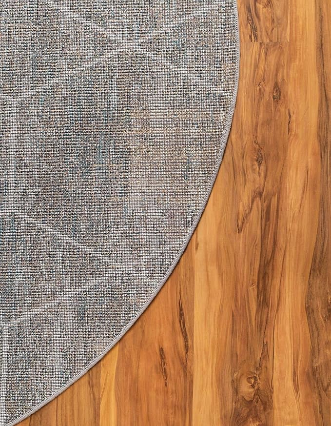 Unique Loom Trellis Frieze Collection Area Rug - Geometric (4' Round, Blue Multi/ Ivory)