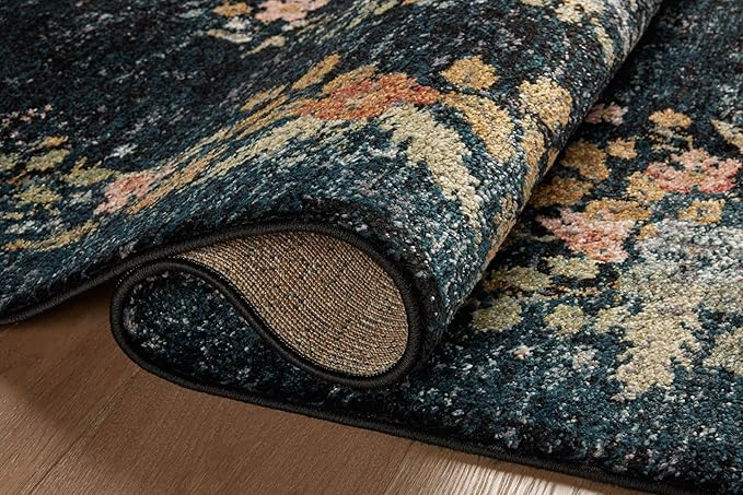 Loloi Rifle Paper Co. Laurel Collection LAU-01 Dark Navy 6'-6" x 9'-2" Area Rug