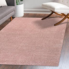 Eyely UES100P-4 Supersoft Haze Solid Low-Pile Indoor Area Rug Casual;Contemporary;Solid;Traditional, Bedroom, Kitchen, Living Room, Easy-Cleaning, Non-Shedding, 4 X 6, Pink