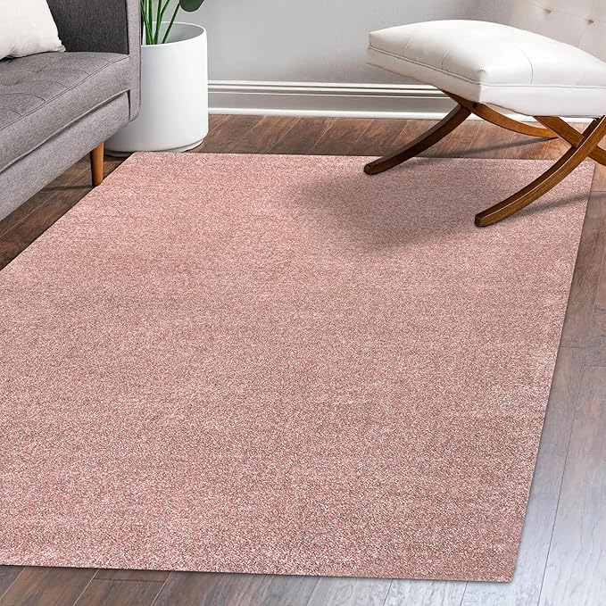 Eyely UES100P-5 Supersoft Haze Solid Low-Pile Indoor Area Rug Casual;Contemporary;Solid;Traditional, Bedroom, Kitchen, Living Room, Easy-Cleaning, Non-Shedding, 5 X 8, Pink