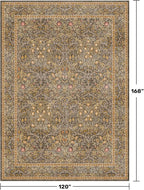 Washable 10x14 Living Room Rug - Brown Oriental Large Area Rug for Dining Room Under Table, Low Pile Non-Slip Floor Carpet for Bedroom Under Bed - Vintage Taupe Design & Stain Resistance