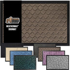 GORILLA GRIP 100% Waterproof All-Season WeatherMax Doormat 35x23, US Designed Natural Rubber, Stain and Fade Resistant, Low Profile Indoor Outdoor Door Mats, Easy Clean Patio Mat, Beige Quatre