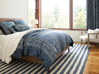 Dash & Albert Silas Stripe Navy Hand Micro Hooked Wool Rug, 9.5 X 13.5 Feet, Blue Stripe Pattern - Premium Luxury Hotel Quality Soft Breathable Hypoallergenic Machine Washable Easy Care All Season