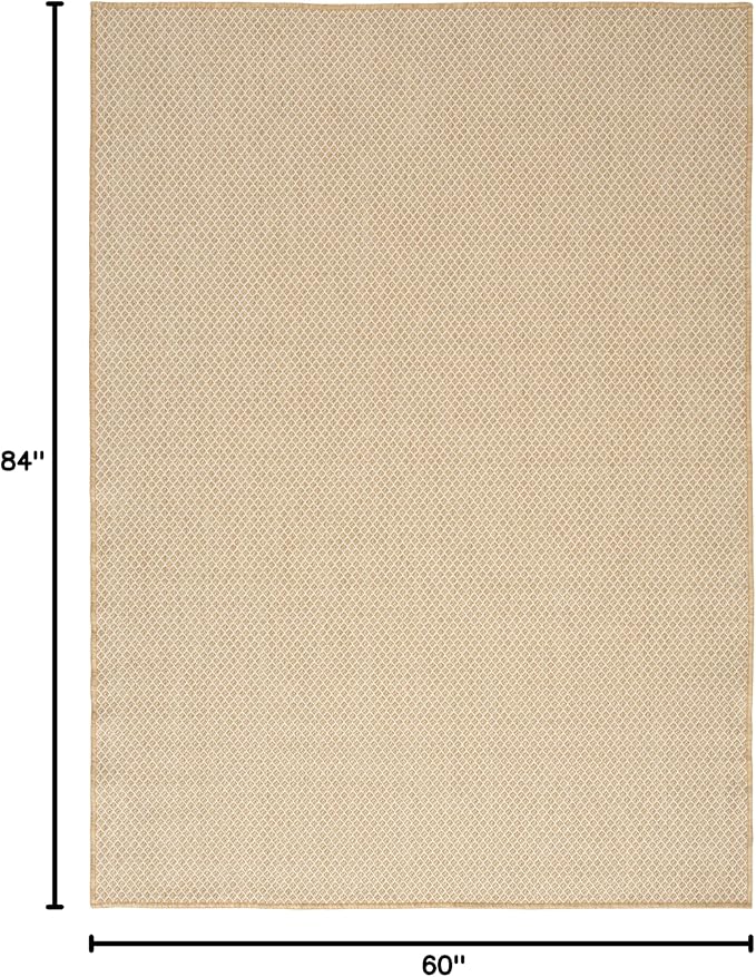 Nourison Home Courtyard Natural 5' x 7' Area Rug - Easy Clean, Non Shedding, Bed Room, Living Room, Dining Room, Kitchen (5' x 7')