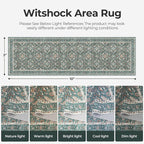 WITSHOCK Washable 3x10 Long Runners Rugs for Hallways,Vintage Neutral Hallway Rugs for Entryway Kitchen Bedroom,Vintage Farmhouse Home Decor(Teal Blue,3x10)