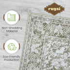 Washable Area Rug 4x6 | Non Slip Area Rug for Living Room, Bedrooms, Dining Room | Ultra-Soft Flannel Carpet Area with Rubber Backing (Sand, 4x6)
