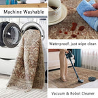 vivorug 6x9 Area Rugs, Ultra-Soft Washable Rug for Living Room Dinner Room Bedroom, Non-Slip Vintage Rug, Indoor Carpet Large Area Rug, Brown
