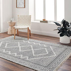 Mark&Day Wool Rugs, 6x9 Nishnabotny Cottage Dark Gray Area Rug, Grey Beige Carpet for Living Room, Bedroom or Kitchen (6' x 9')