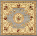 Unique Loom Versailles Collection Area Rug - Henry (7' 10" Square Light Blue/Cream)