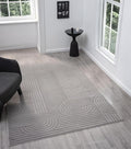 Annabel Modern Geometric Area Rug for Living Room, 8x10 Contemporary Arched Linear Large Gray Rug, Stain Resistant Non-Shedding Carpet for Bedroom, Dining Room or Kitchen (8' x 10', Gray)