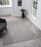 Annabel Modern Geometric Area Rug for Living Room, 8x10 Contemporary Arched Linear Large Gray Rug, Stain Resistant Non-Shedding Carpet for Bedroom, Dining Room or Kitchen (8' x 10', Gray)