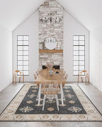 ILANGO Area Rugs 9'x12' Non Slip for Indoor Vintage Washable Rugs for Laundry Entryway Hallway Ultra-Thin Low-plie Floor Carpet for Bedroom Living Room Easy Cleaning