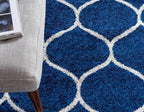 Rugs.com Lattice Frieze Collection Rug – 2' x 6' Runner Navy Blue Medium Rug Perfect for Living Rooms, Large Dining Rooms, Open Floorplans