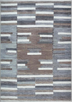 Bloom Rugs Washable Non-Slip 8' x 10' Rug - Blue/Brown Striped Area Rug for Living Room, Bedroom, Dining Room, and Kitchen - Exact Size: 8' x 10'