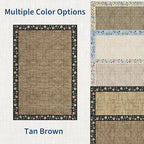 GarveeHome Entryway Rug 2x6 Modern Bordered Runner Rug Washable Kitchen Runners for Hallway Non-Slip Low-Pile Soft Carpet Floral Print Bathroom Mat for Bedroom Laundry Room, Brown