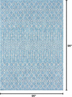 Unique Loom Outdoor Trellis Collection Area Rug - Tribal Trellis (8' x 8' Rectangle, Aqua/ Ivory)