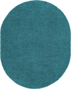 Unique Loom Solid Shag Collection Area Rug (8' x 10' Oval, Deep Aqua Blue)