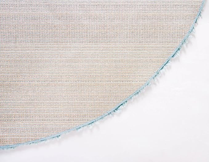 Unique Loom Davos Shag Collection Area Rug - Solid (10' Round, Aqua)