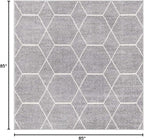 Unique Loom Trellis Frieze Collection Area Rug - Geometric (7' Square, Light Gray/ Ivory)