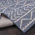 Beverly Rug Waikiki Indoor Outdoor Rug 6x9, Washable Outside Carpet for Patio, Deck, Porch, Trellis Area Rug, Water Resistant, Blue - White