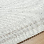 Mark&Day Wool Rugs, 6x9 Janmichael Solid and Border Gray/Ivory Area Rug, Grey Ivory Black Carpet for Living Room, Bedroom or Kitchen (6' x 9')