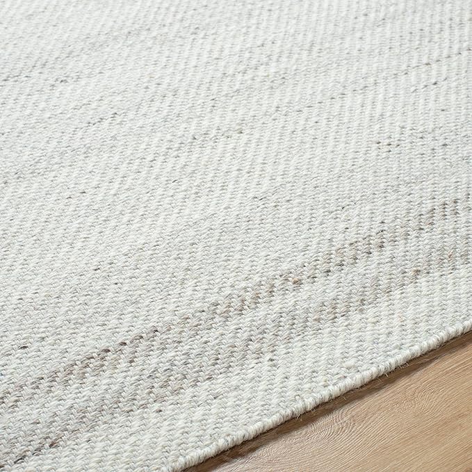 Mark&Day Wool Rugs, 9x12 Janmichael Solid and Border Gray/Ivory Area Rug, Grey Ivory Black Carpet for Living Room, Bedroom or Kitchen (8'10" x 12')