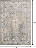 Loloi Teagan Collection TEA-04 Sky/Natural 6'-7" x 9'-2" Area Rug, Large, Soft Neutral Rug, High-Traffic for Living Room, Bedroom, Home Office, Dining Area