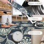 Maples Rugs Reggie Floral Runner Rug - Made in USA - Washable, Non Slip Indoor Carpet for Kitchen, Hallway, and Laundry Room, 2'6" x 6', Persian Blue