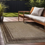 Beverly Rug Outdoor Rug 5x7 Modern Bordered Area Rugs for Indoor and Outdoor Patio Deck Porch Garden Waterproof Weather Sun Resistant Washable Outside Carpet (5 x 7 Jute)