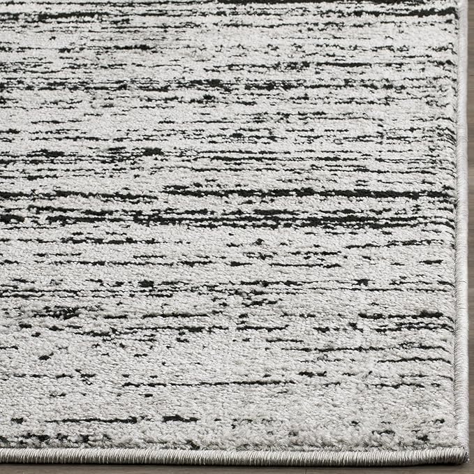 SAFAVIEH Adirondack Collection Area Rug - 6' Square, Silver & Black, Modern Ombre Design, Non Shedding & Easy to Clean, Ideal for Living Room, Bedroom, Office, Dining Space (ADR113A)