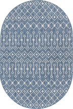 Unique Loom Outdoor Trellis Collection Area Rug - Tribal Trellis (5' 1" x 8' Oval, Blue/ Ivory)