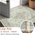 vivorug 4x6 Rug, Small Area Rug for Living Room, Bedroom, Kitchen, Machine Washable Non-Slip Throw Rug, Vintage Floral Carpet for Entryway Nursery Coffee Table - Durable (Sage Green)