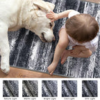 Modern Abstract Runner Rug 2x5, Black Grey Washable Kitchen Runner Entryway Rug Mat Non-Slip Soft Hallway Rug Runner Thin Print Faux Wool Carpet for Bedroom Laundry Room Indoor