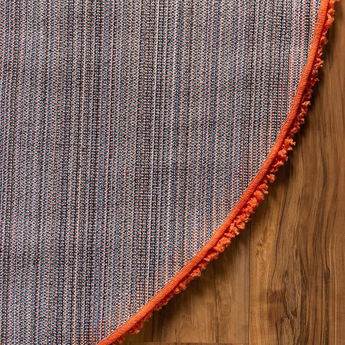 Unique Loom Solid Shag Collection Area Rug (8' x 10' Oval, Tiger Orange)