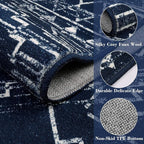 Wonnitar Washable Runner Rug for Kitchen, 2'6"x8' Moroccan Blue Hallway Carpet Runner, Non-Slip Long Geometric Rustic Entryway Floor Runner Soft Throw Mat for Bedroom Bathroom Closet (Blue,2'6"x8')
