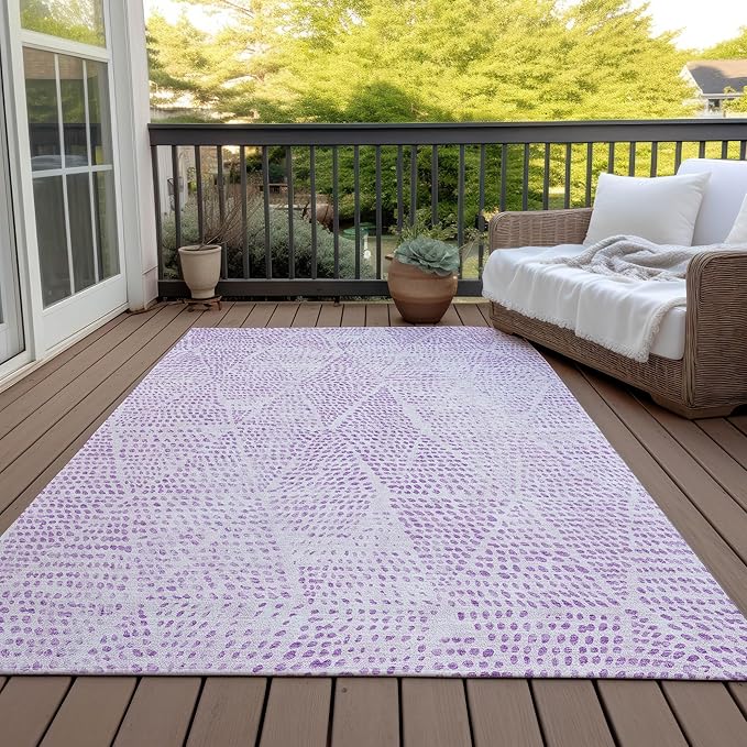 Addison Rugs Chantille ACN591 Purple 8' x 10' Indoor Outdoor Area Rug, Easy Clean, Machine Washable, Non Shedding, Bedroom, Living Room, Dining Room, Kitchen, Patio Rug