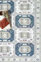 Fame Living Faded Oushak Rug, Turkish Vintage Floral Pastel Large Oversized Area Rugs for Living Room Dining Bedroom Kitchen Bathroom Nursery (848CrNv, 2' x 3')