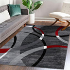 Persian-Rugs Luxe Weavers Victoria Collection 3895 Gray 7 ft x 10 ft Modern Abstract Geometric Stain Resistant Area Rug