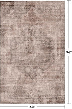 Large Entryway Rug Washable - Warm & Retro Décor, Brown with Red Accent Rug for Mudroom, Foyer, Hall, Living Room, Washable Low Pile Stain Resistent