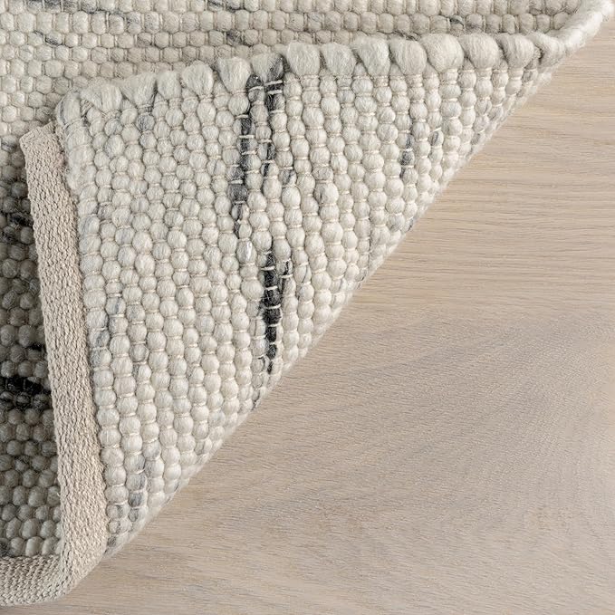 Rugs USA Santa Ynez Ivory/Grey, 5' x 8', Handmade, Marled, Wool & Cotton, Soft and Cozy, High Traffic, Stain Resistant, Easy Clean, Durable Area Rug for Bedroom, Living Room, Dining, Den, Foyer