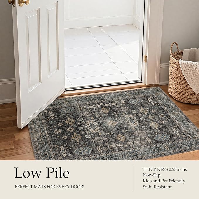 Area Rug Non Slip Machine Washable Ultra Soft Living Room/Bedroom/Kitchen/Outdoor/Classroom Silver, 8'×10'