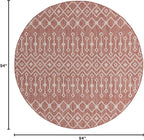 Unique Loom Outdoor Trellis Collection Area Rug - Tribal Trellis (7' 10" Round, Rust Red/ Ivory)