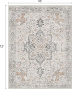 10x12 Area Rugs for Living Room, Non Slip Machine Washable Vintage Rugs, Low Pile Lightweight Print Large Rug for Bedroom, Dining Room, Home Office, Light Taupe Brown