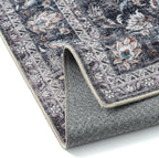 2x6 Washable Vintage Runner Rug Black Grey Hallway Kitchen Carpet Non-Slip Soft Low Pile Distressed Throw Rug for Bedroom Bathroom Laundry Living Room