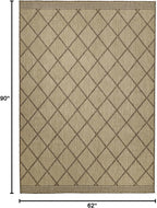 FH Home Flat Woven Outdoor Rug - Waterproof, Easy to Clean, Stain Resistant - Premium Polypropylene Yarn - Moroccan Geometric Lattice - Patio, Porch, Deck, Balcony - Tunis - Sand - 5ft 4in x 7ft 6in