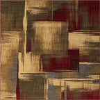 Unique Loom Barista Collection Area Rug - Timor (8' Square, Multi/ Red)