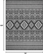 Beverly Rug Waikiki Boho Indoor Outdoor Rug 6x9, Washable Outside Carpet for Patio, Deck, Porch, Bohemian Area Rug, Farmhouse Rugs, Aztec Tribal Rug, Black and White