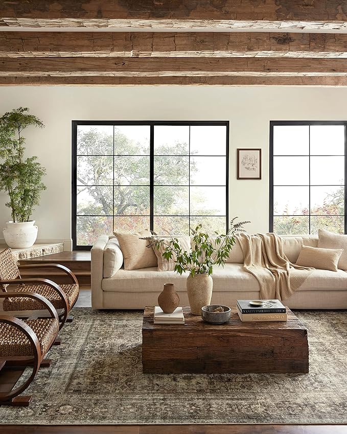Loloi Magnolia Home by Joanna Gaines Sinclair Collection SIN-01 Pebble/Taupe 2'-3" x 11'-6", .25" Pile Height, Machine Washable, Runner Rug